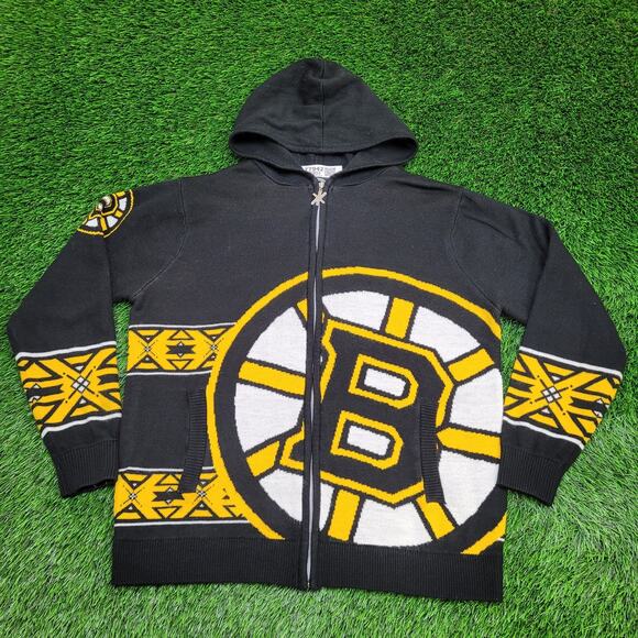 Boston-Bruins Zip Hoodie Large 22x25 Cropped AOP - Picture 1 of 16